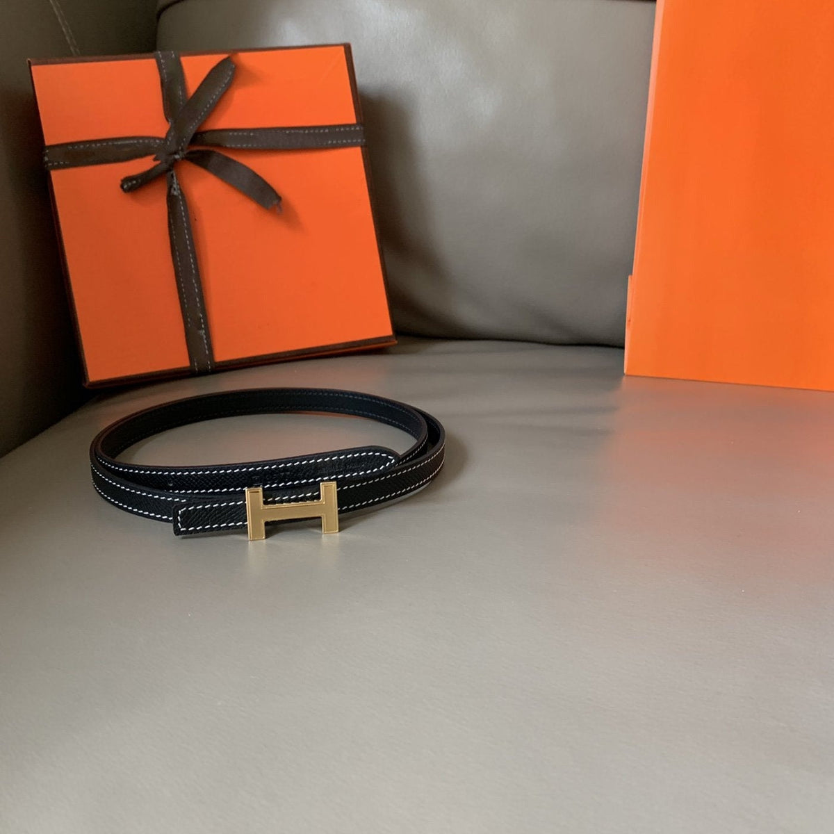FOCUS BELT GOLD BUCKLE BLACK REVERSIBLE LEATHER 1.3CM