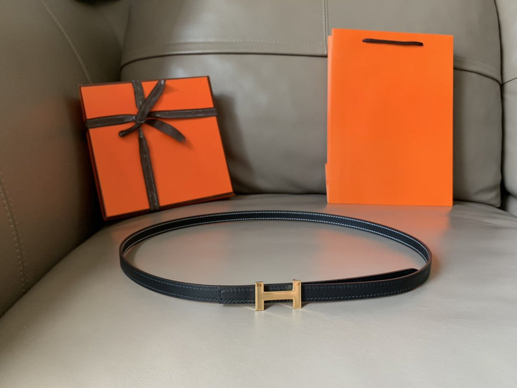FOCUS BELT GOLD BUCKLE BLACK REVERSIBLE LEATHER 1.3CM