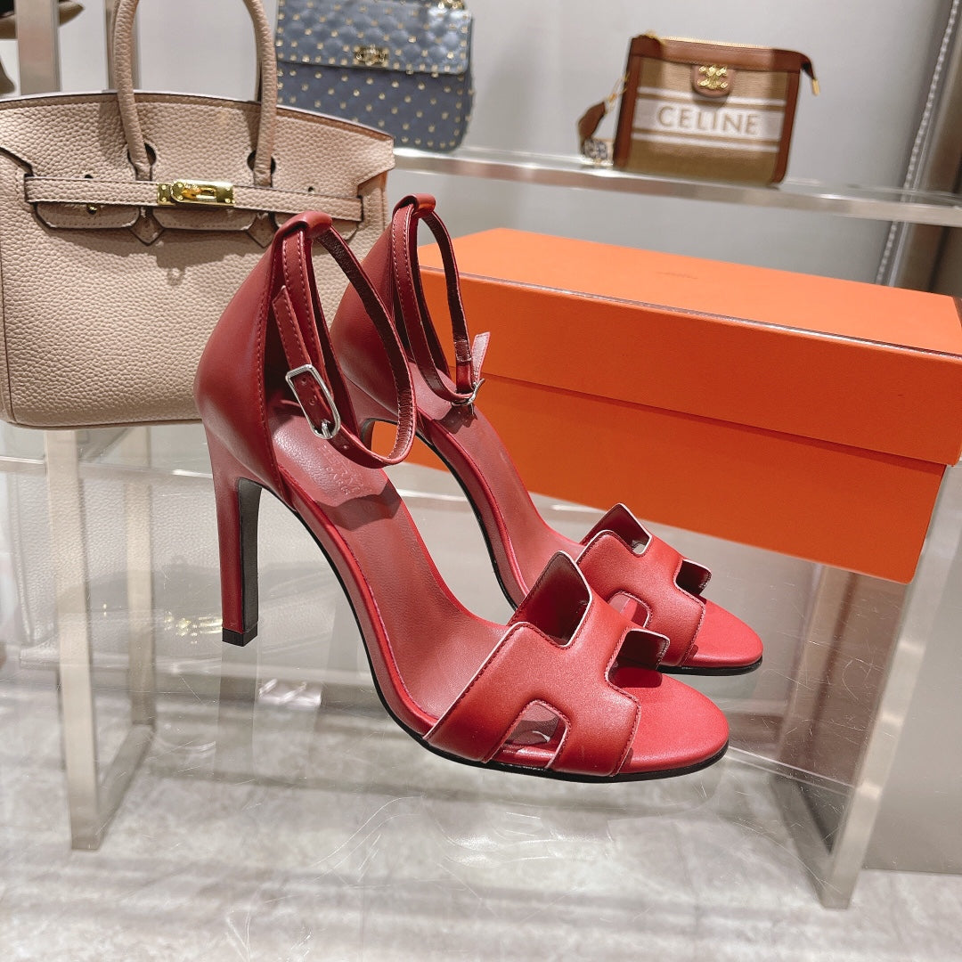 PREMIERE 115 SANDAL IN CHERRY RED CALFSKIN