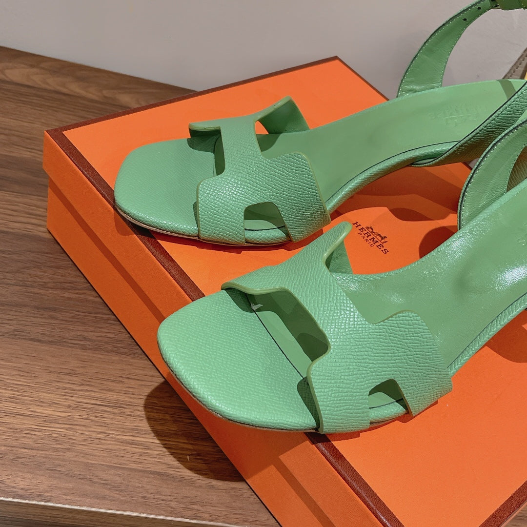 HOLY 75 SANDAL IN GREEN MINT GRAINED CALFSKIN