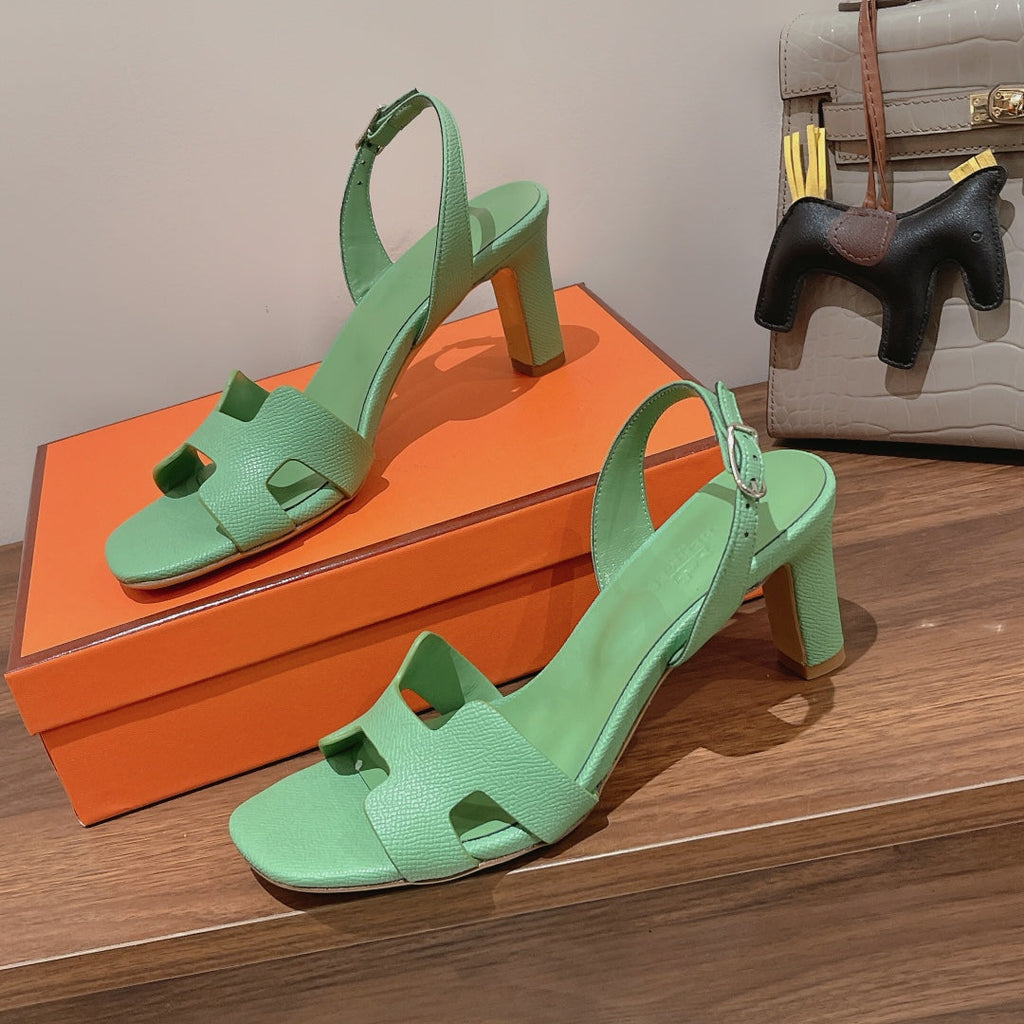 HOLY 75 SANDAL IN GREEN MINT GRAINED CALFSKIN