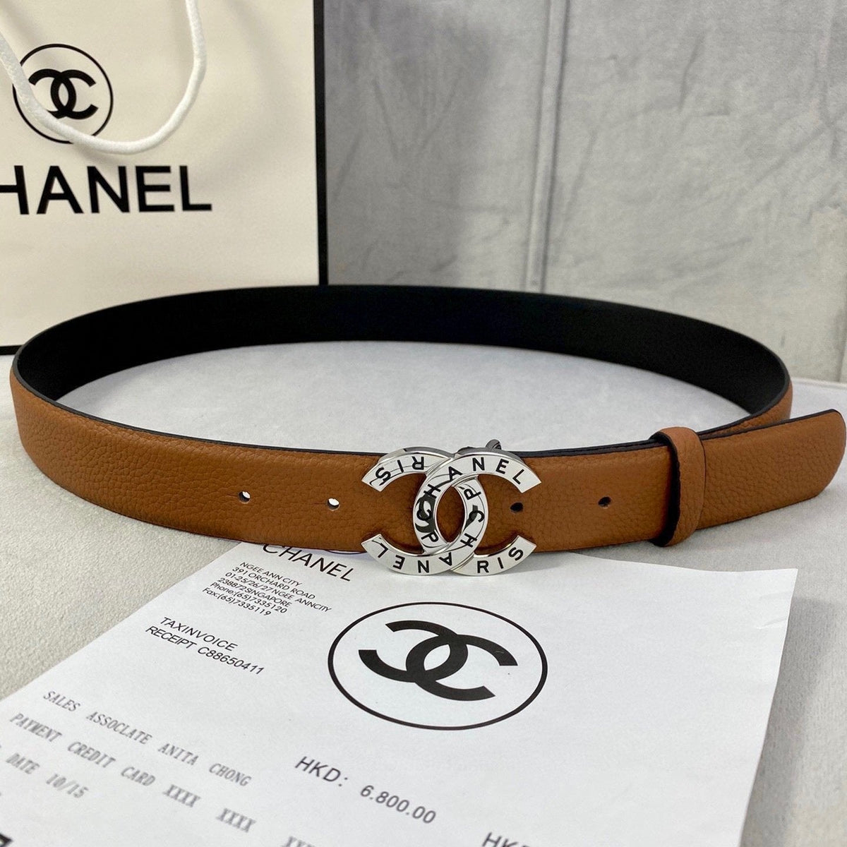 CC 30MM BELT IN BRONZE BROWN SMOOTH CALFSKIN WITH SILVER HARDWARE