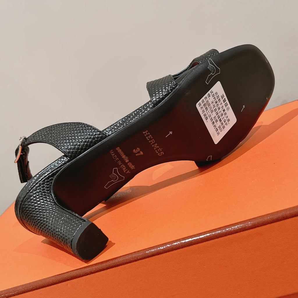 HOLY 75 SANDAL IN BLACK GRAINED CALFSKIN