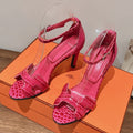 PREMIERE 105 SANDAL IN WATERMELON PINK CROCODILE LEATHER