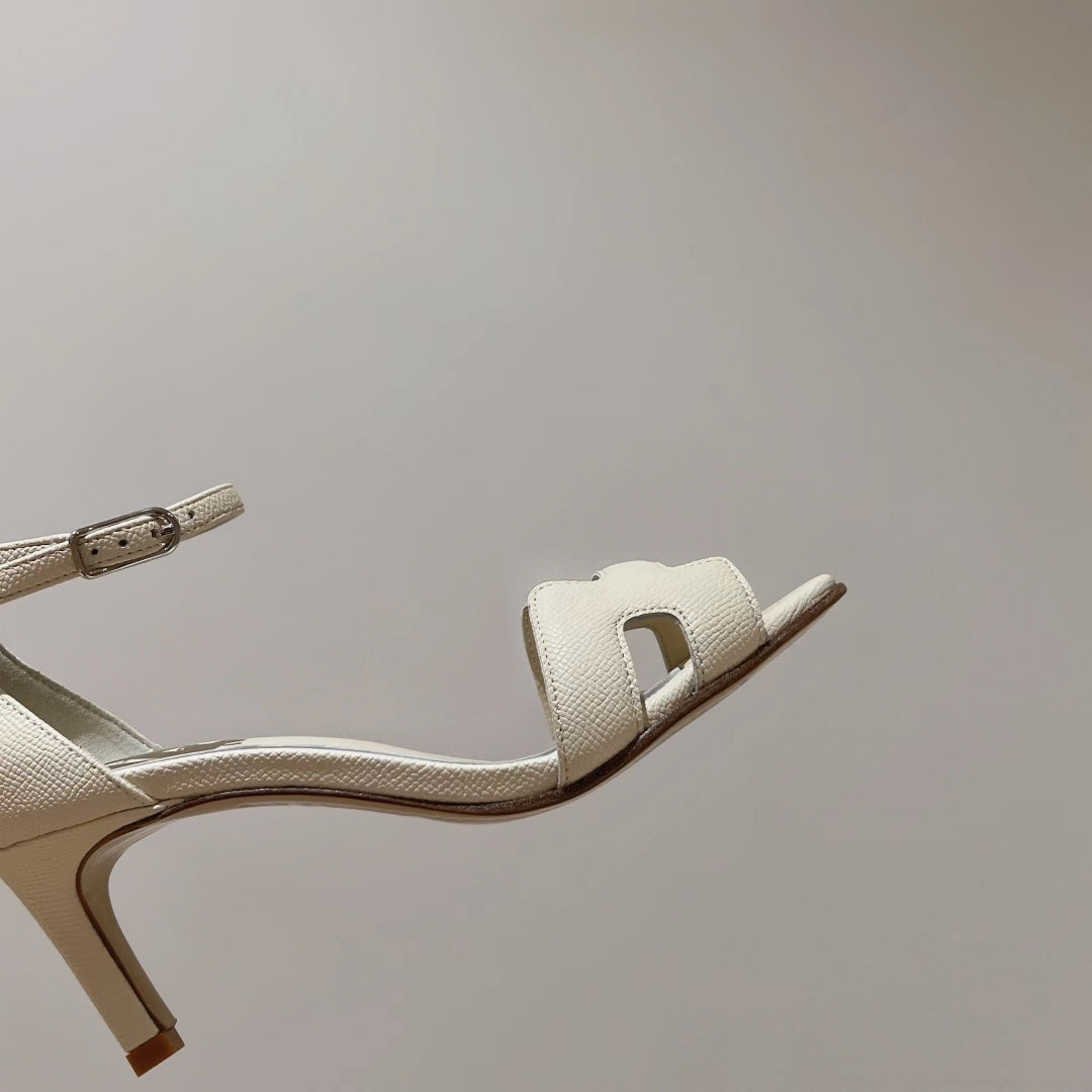PREMIERE 70 SANDAL IN WHITE CREAM GRAINED CALFSKIN