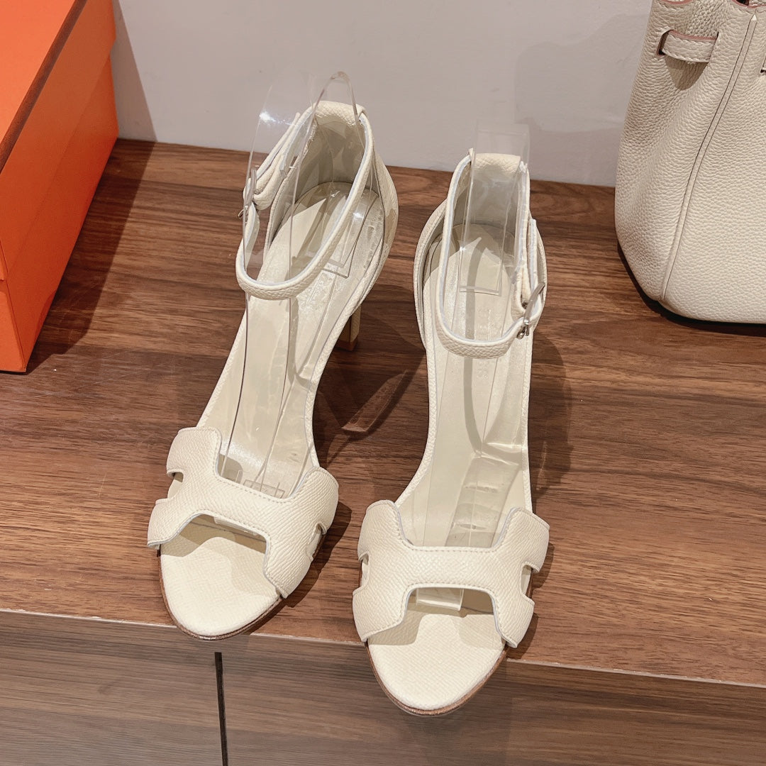 PREMIERE 105 SANDAL IN WHITE CREAM GRAINED CALFSKIN