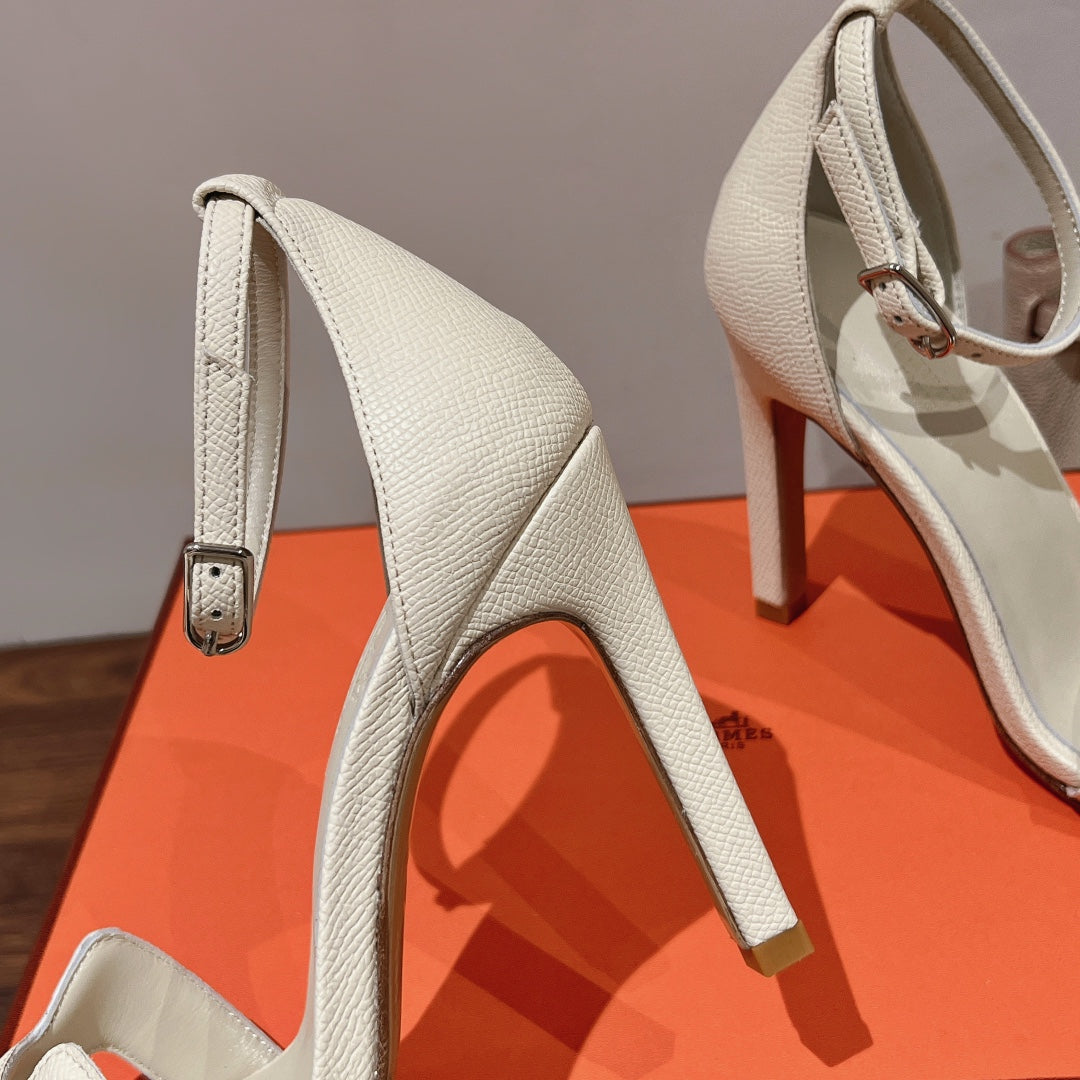 PREMIERE 115 SANDAL IN WHITE CREAM GRAINED CALFSKIN