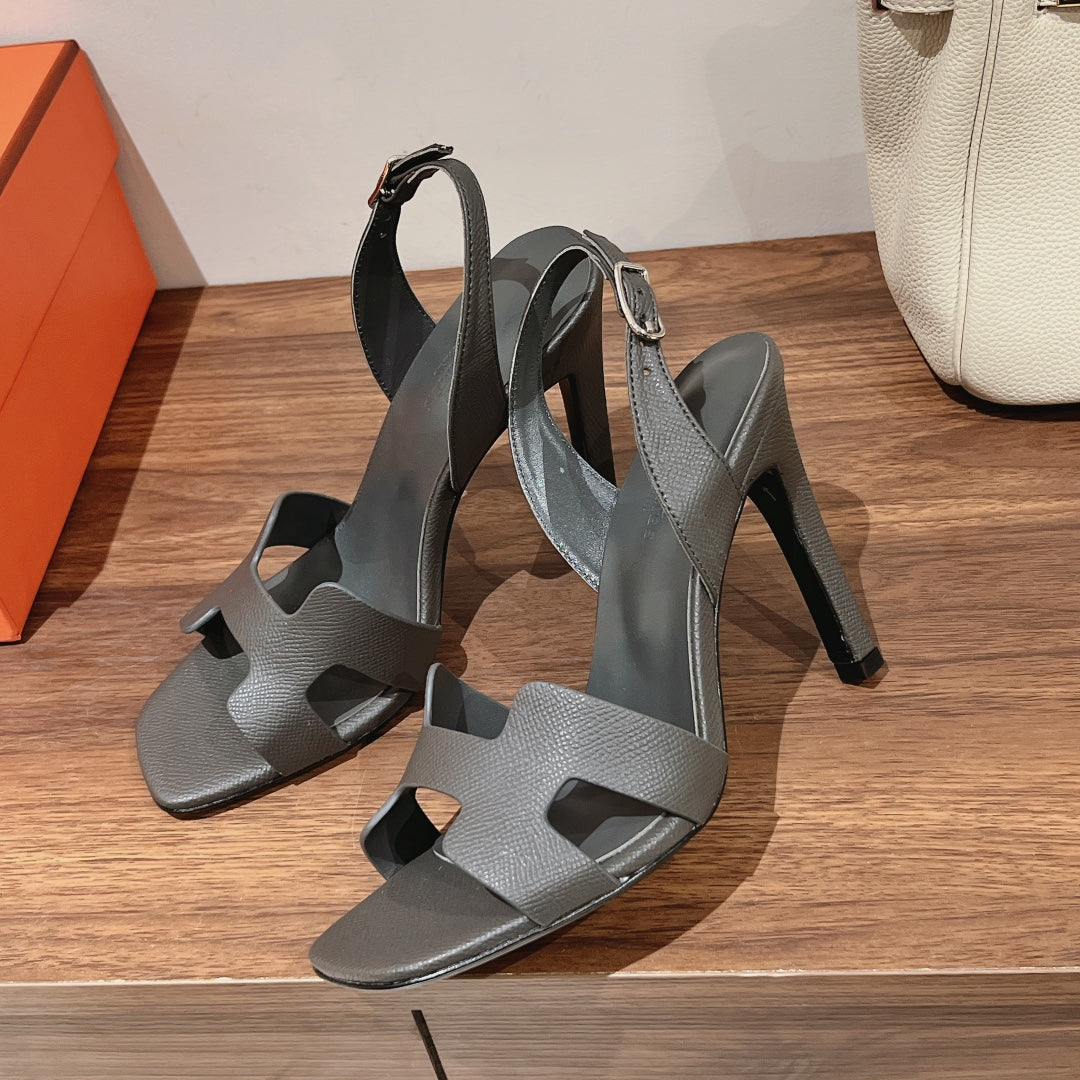 HOLY 105 SANDAL IN DARK GRAY GRAINED CALFSKIN