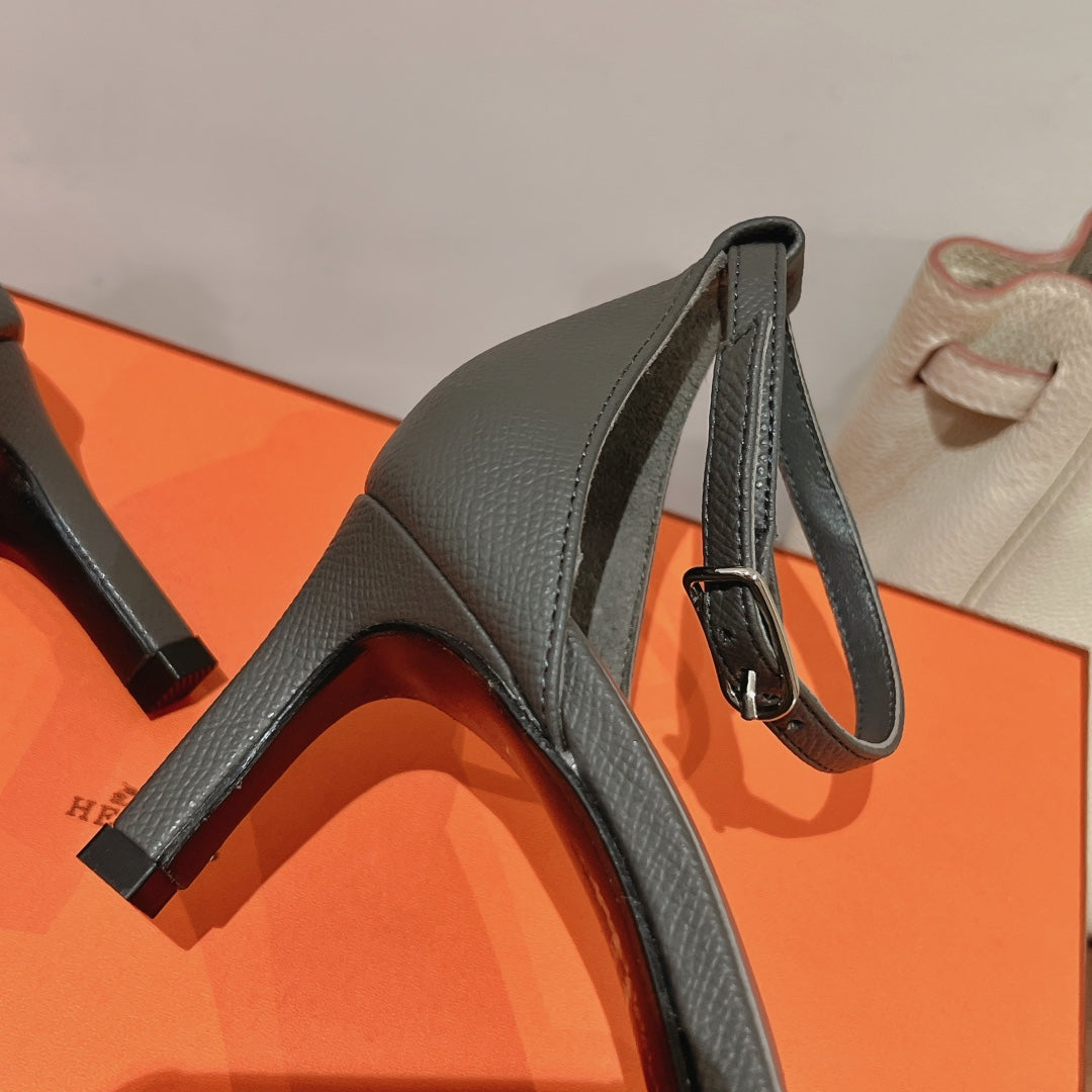 PREMIERE 70 SANDAL IN DARK GRAY CALFSKIN