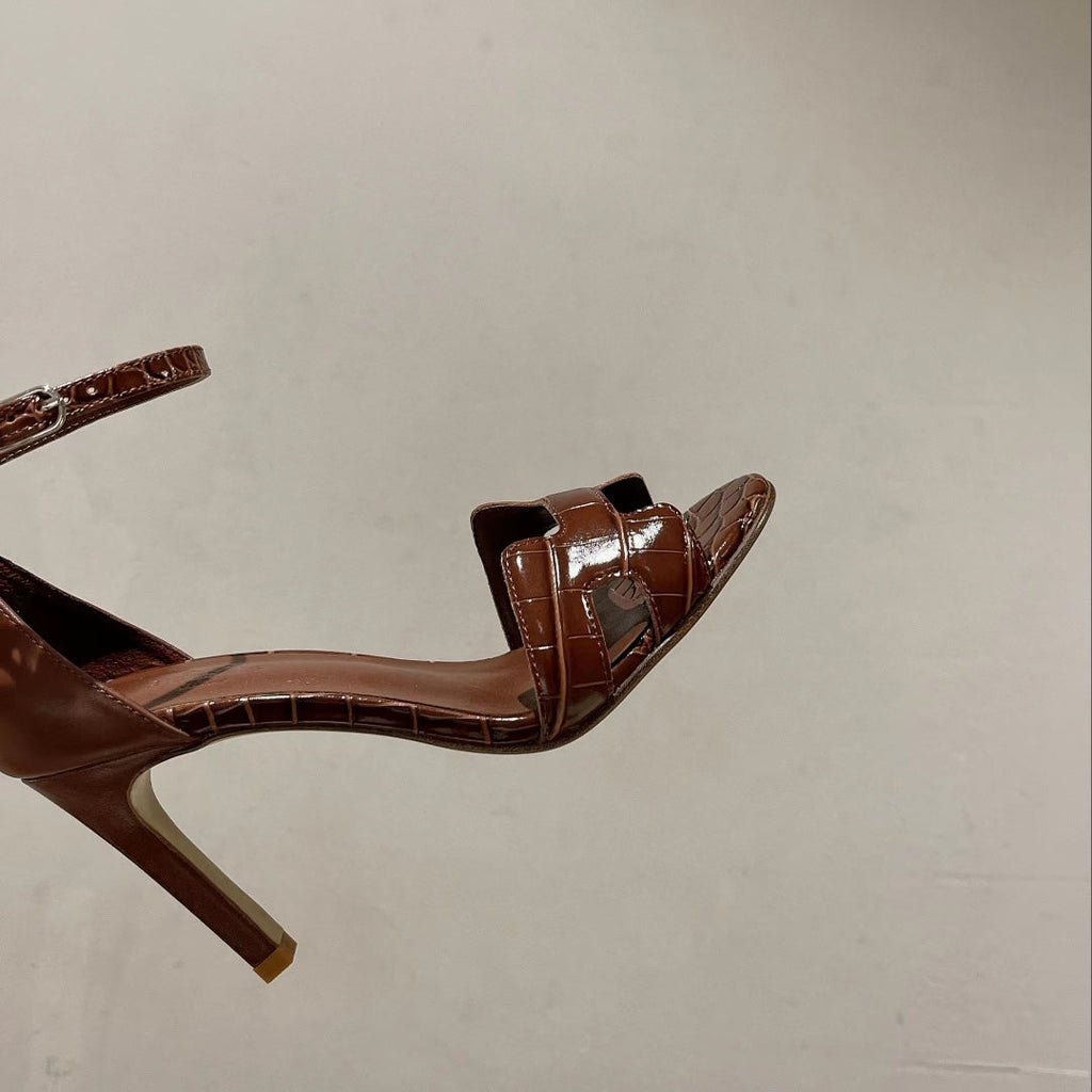 PREMIERE 105 SANDAL IN BRONZE BROWN CROCODILE LEATHER