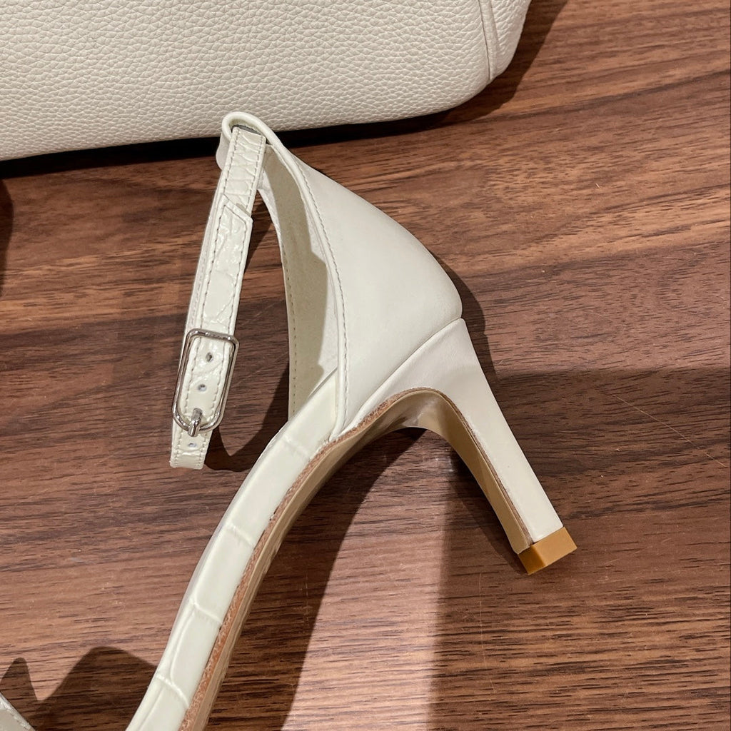 PREMIERE 70 SANDAL IN WHITE CALFSKIN
