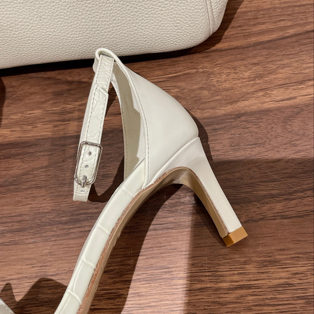 PREMIERE 70 SANDAL IN WHITE CALFSKIN