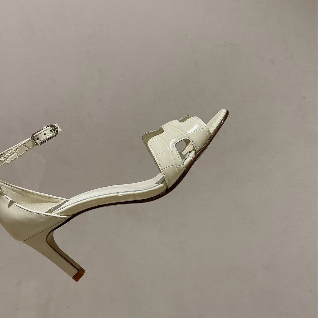 PREMIERE 70 SANDAL IN WHITE CALFSKIN