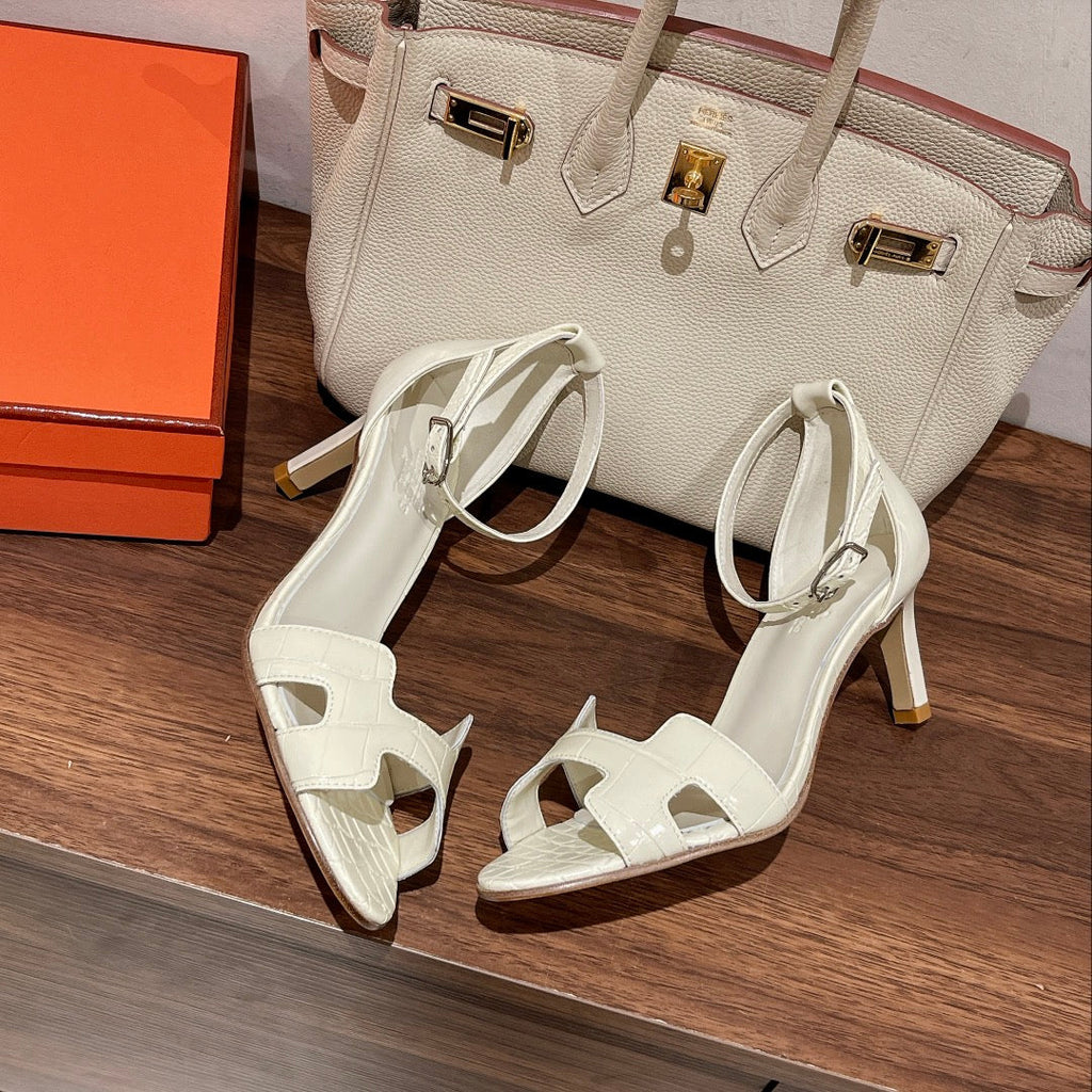 PREMIERE 70 SANDAL IN WHITE CALFSKIN