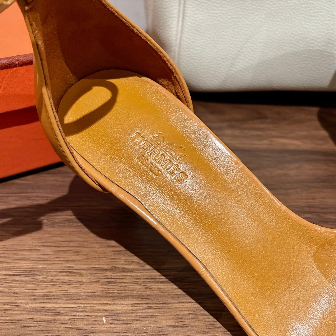 PREMIERE 70 SANDAL IN PEANUT BROWN CALFSKIN