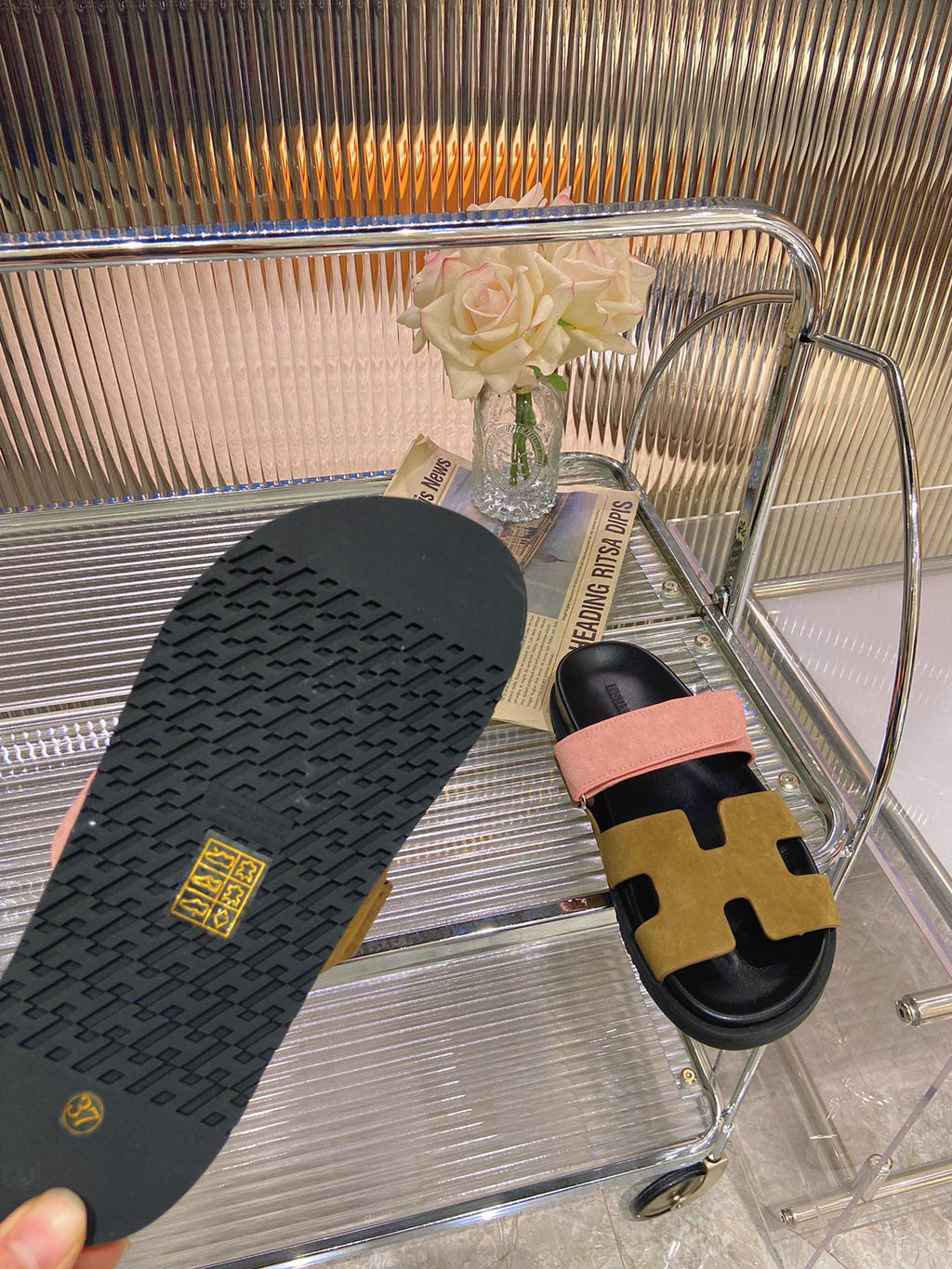 CHYPRE SANDAL ARMY MIX LIGHT PINK SUEDE
