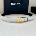 CC 30MM BELT IN WHITE AND BLACK CALFSKIN WITH GOLD HARDWARE