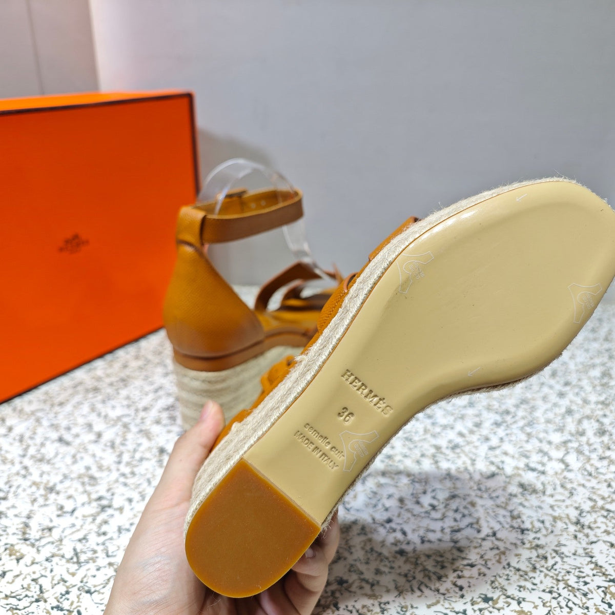 ELDA ESPADRILLE 80 AMBER CALFSKIN