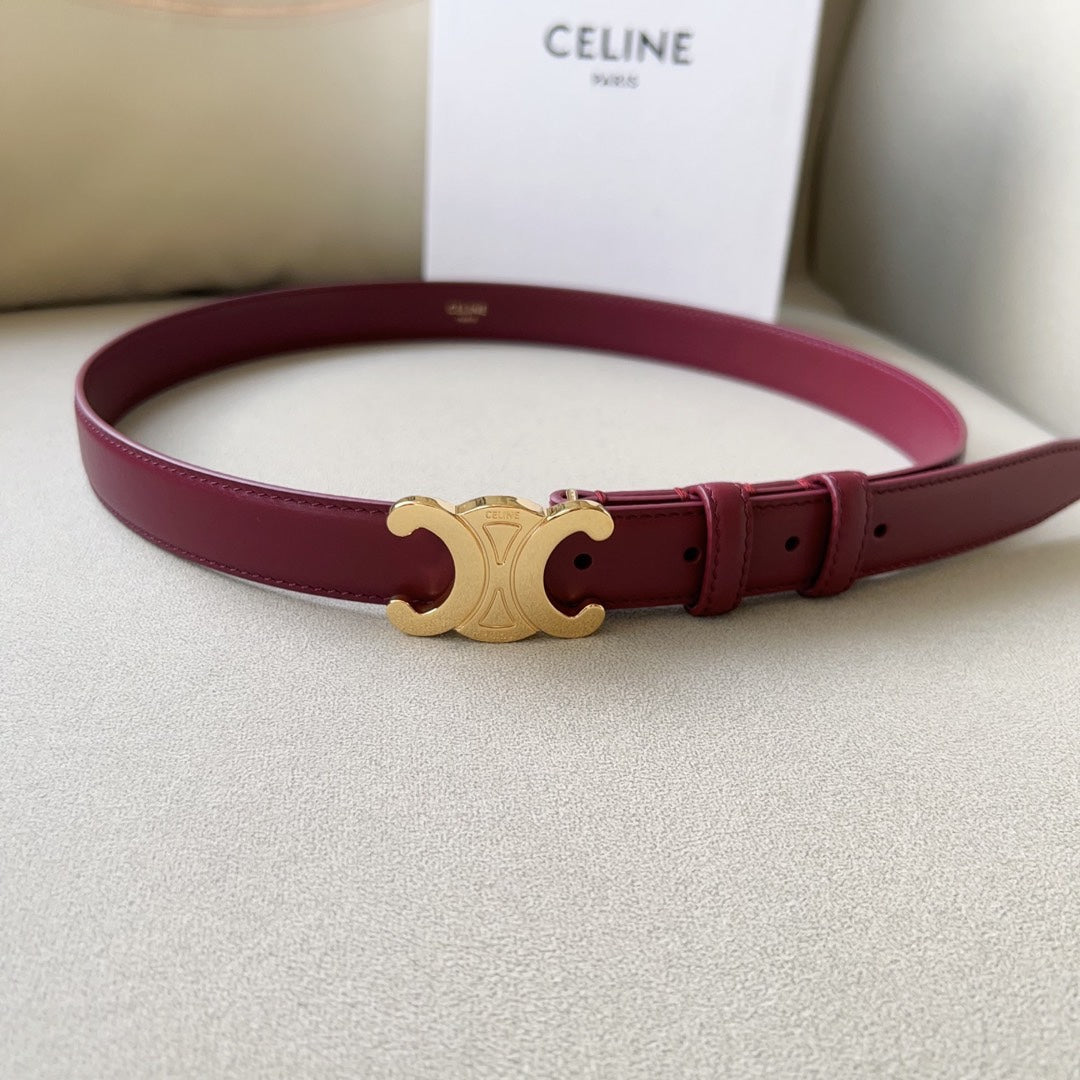 Medium Triomphe Belt 25mm Wine Calfskin Ghw