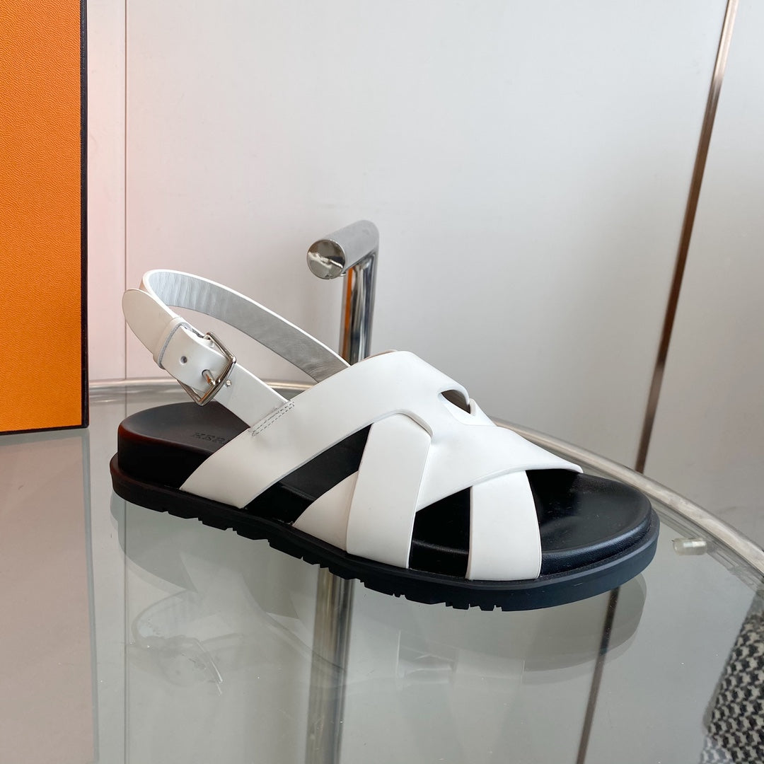 Genius Sandal Slingback White Calfskin Leather