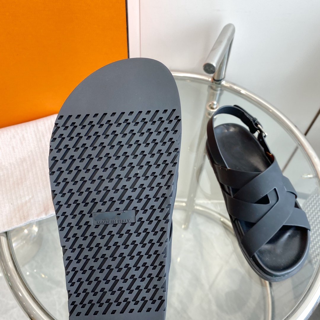 Genius Sandal Slingback Black Calfskin Leather