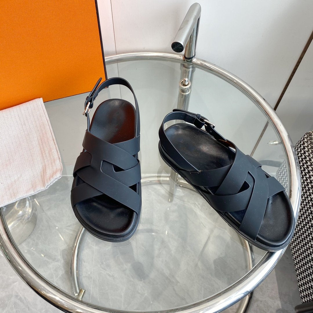 Genius Sandal Slingback Black Calfskin Leather