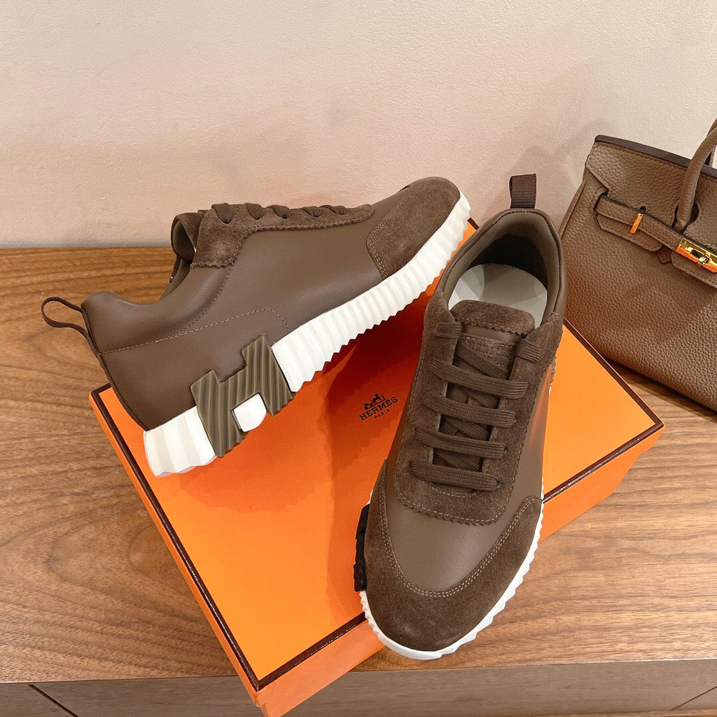 BOUNCING SNEAKER IN BROWN CALFSKIN MIX SUEDE