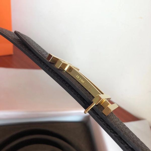 HERM H Au Carre Belt Buckle & Cafe 32mm Strap