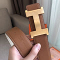 HERM Constance 2 Belt Buckle & Brown/White Epsom 42MM Strap