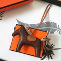 HERM Rodeo Horse Bag Charm In Cafe/Camarel/Grey Leather