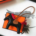HERM Rodeo Horse Bag Charm In Black/Camarel/Red Leather