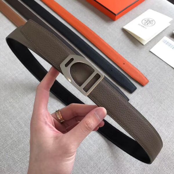 HERM Etrier Buckle Belt & Taupe Clemence 32 MM Strap