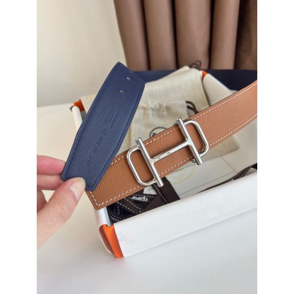 HERM Royal Reversible Belt 38MM in Blue and Gold Epsom Calfskin