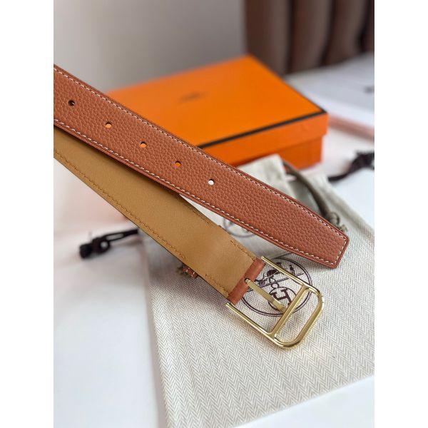HERM Romain 35MM Belt in Gold Clemence Leather