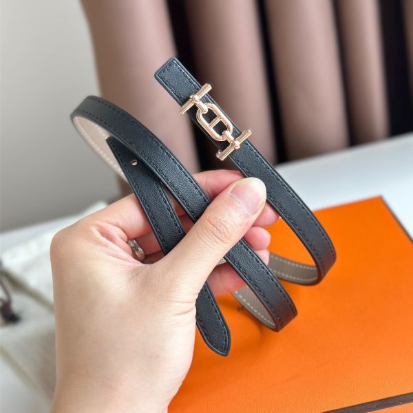 HERM Ancre Reversible Belt 13MM in Grey Epsom Leather
