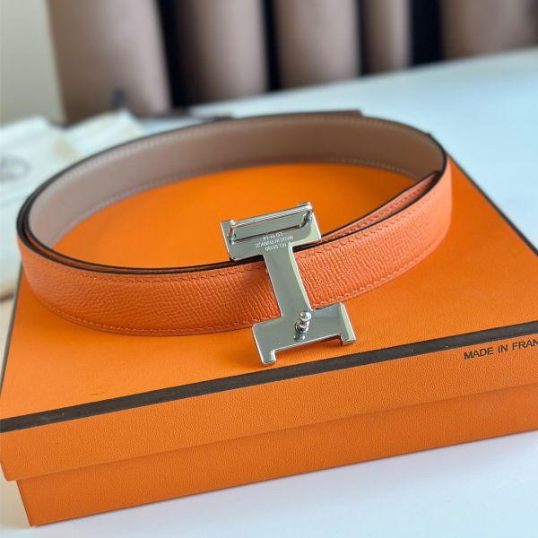 HERM Mini Constance 24mm Belt in Orange Epsom Leather and Blue Swift Leather