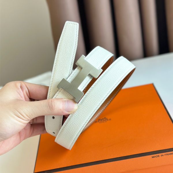 HERM Mini Constance 24mm Belt in White Epsom Leather and Gold Swift Leather