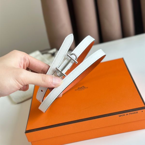 HERM Gamma 13mm Belt in Orange Epsom Leather and White Swift Leather