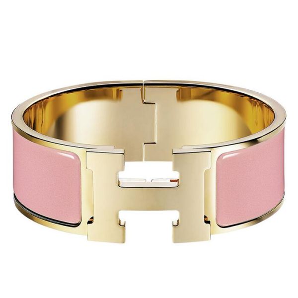 HERM Pink Enamel Clic Clac H PM Bracelet