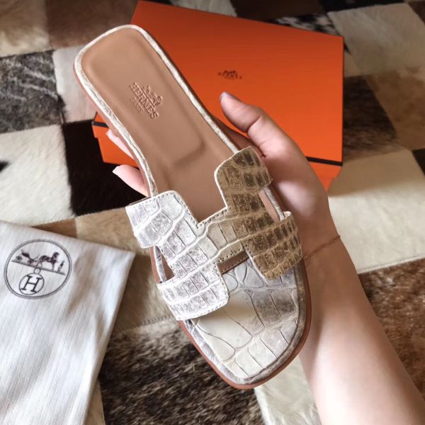 HERM Oran Sandals In Himalaya Matt Niloticus Crocodile