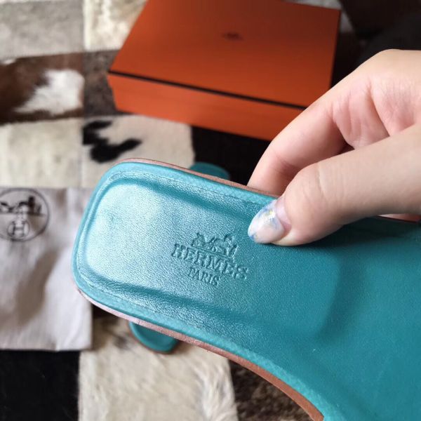 HERM Oran Sandals In Blue Paon Epsom Leather
