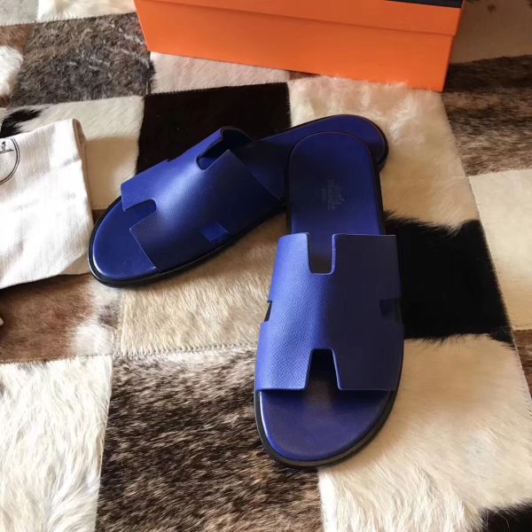 HERM Izmir Sandals In Electric Blue Epsom Leather