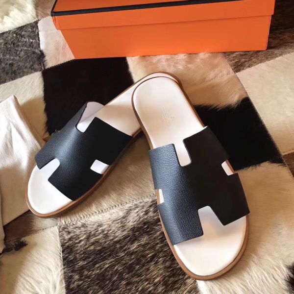 HERM Izmir Sandals In Black Epsom Leather