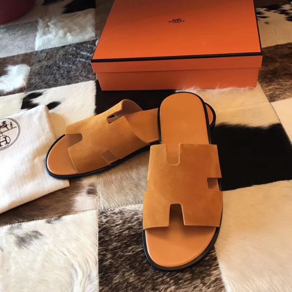 HERM Izmir Sandals In Orange Suede Leather