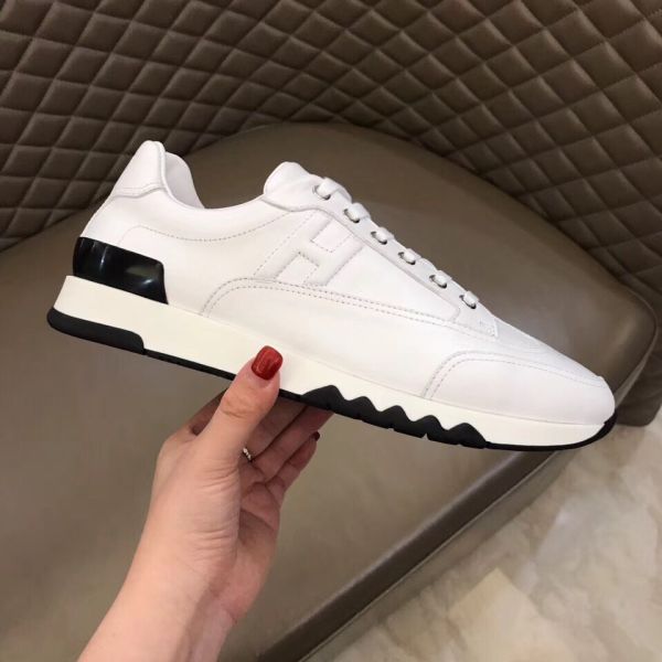 HERM Men's Trail Sneakers In White Calfskin Leather