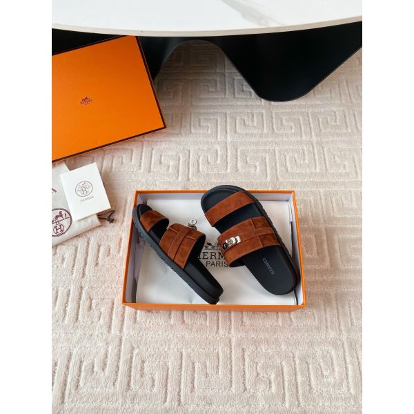 HERM Men's Jackson Sandal in Brown Suede Leather