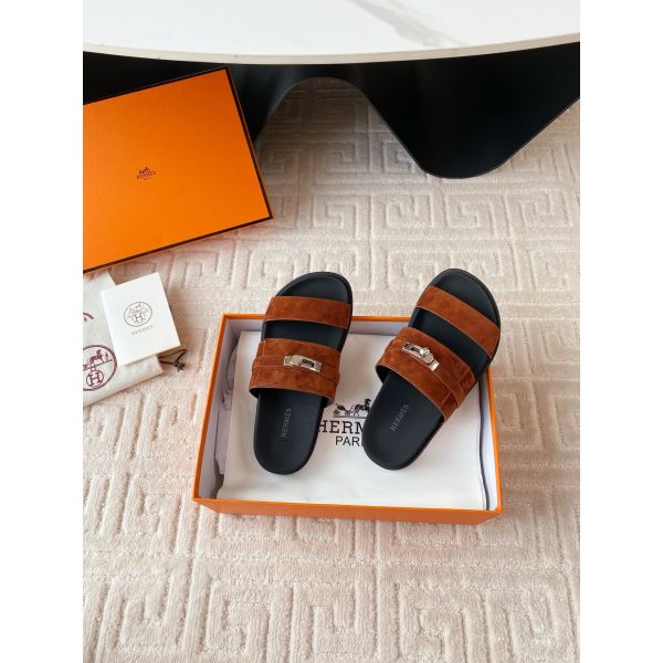 HERM Men's Jackson Sandal in Brown Suede Leather