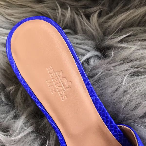 HERM Oasis Sandals In Blue Matte Niloticus Crocodile
