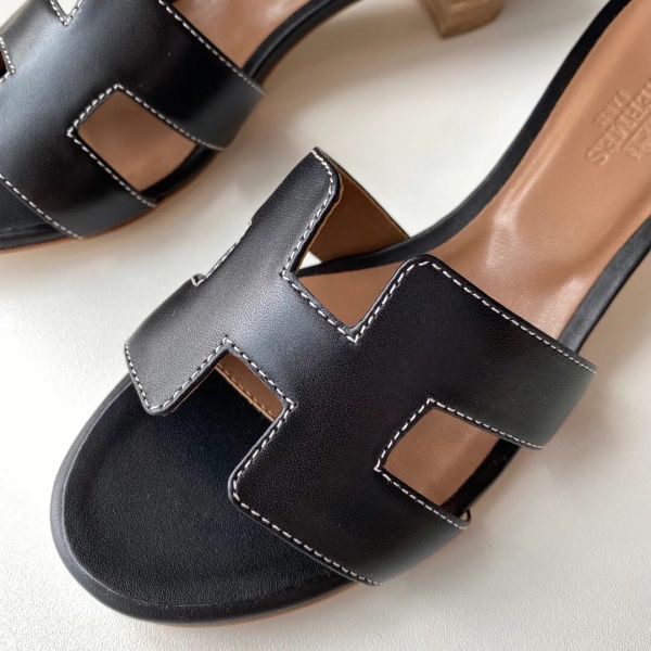 HERM Oasis Sandals In Black Swift Leather