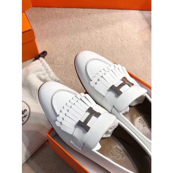HERM Royal Loafers In White Calfksin